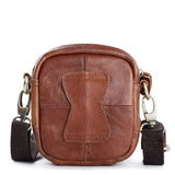 Men Cowhide Leather Messenger Bag Shoulder Crossbody Flap Mini Briefcase