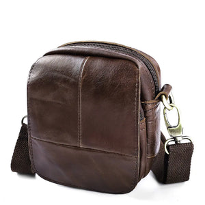Men Cowhide Leather Messenger Bag Shoulder Crossbody Flap Mini Briefcase