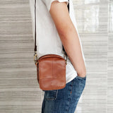 Men Cowhide Leather Messenger Bag Shoulder Crossbody Flap Mini Briefcase