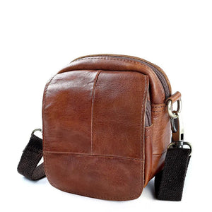 Men Cowhide Leather Messenger Bag Shoulder Crossbody Flap Mini Briefcase