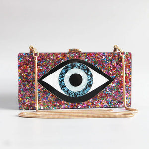 Marble Acrylic Bag Vintage Women Messenger Clutch Evil Eye Handbag