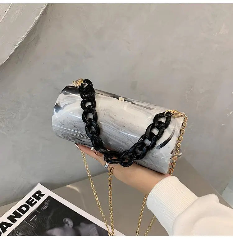 Marbling Acrylic Box Bag Small Shoulder Bag Evening Bag