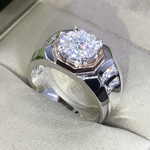 Masculine Zircon Diamonds Gemstones Rings for Men Silver Jewelry