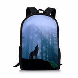 Wolf Print Student Book Bag for Boys