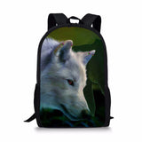 Wolf Print Student Book Bag for Boys