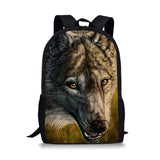 Wolf Print Student Book Bag for Boys