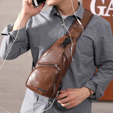 Men Casual Shoulder Bag Crossbody Travel USB Charge Pack Chest Bag