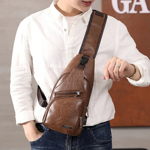 Men Casual Shoulder Bag Crossbody Travel USB Charge Pack Chest Bag