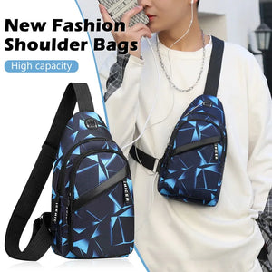 Men Chest Bag Functional Shoulder Bag Usb Charging Crossbody Bag