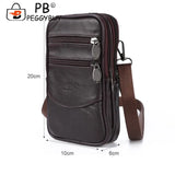 Men Leather Small Waist Bag Casual Crossbody Fanny Packs