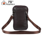 Men Leather Small Waist Bag Casual Crossbody Fanny Packs