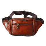 Men Leather Waist Bag Multi-pocket Belt Bag Adjustable Fanny Pack