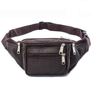 Men Leather Waist Pack Travel Organizer Waist Belt Mobile Necessity