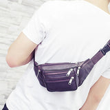 Men Leather Waist Pack Travel Organizer Waist Belt Mobile Necessity