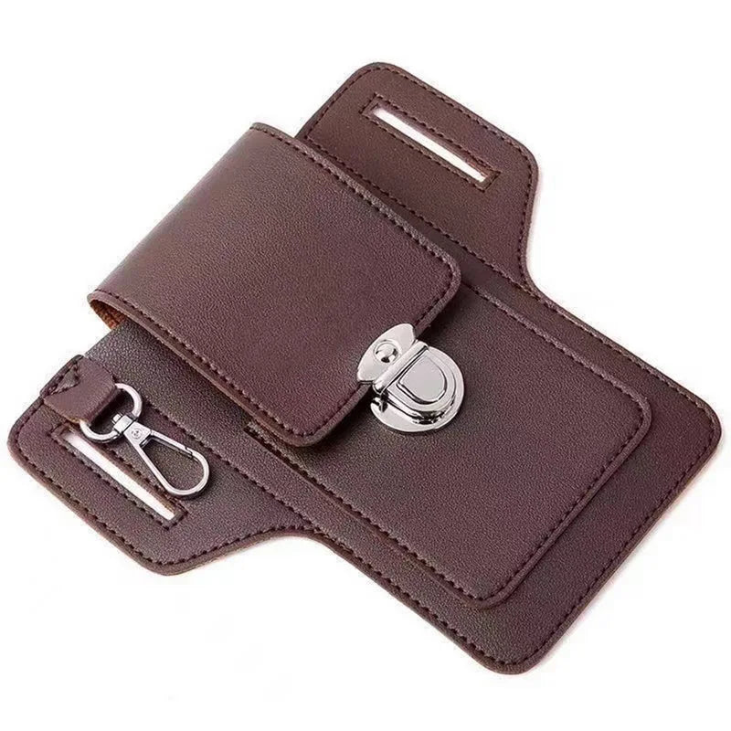 Men Leather Waist Pack Phone Pouch Bags Waterproof Crossbody Bags