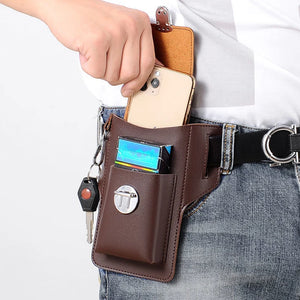 Men Leather Waist Pack Phone Pouch Bags Waterproof Crossbody Bags