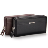 Men Vintage Style Long Wallet PU Leather Bag Male Purse Black/Brown