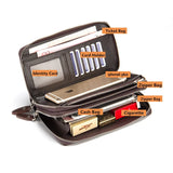Men Vintage Style Long Wallet PU Leather Bag Male Purse Black/Brown