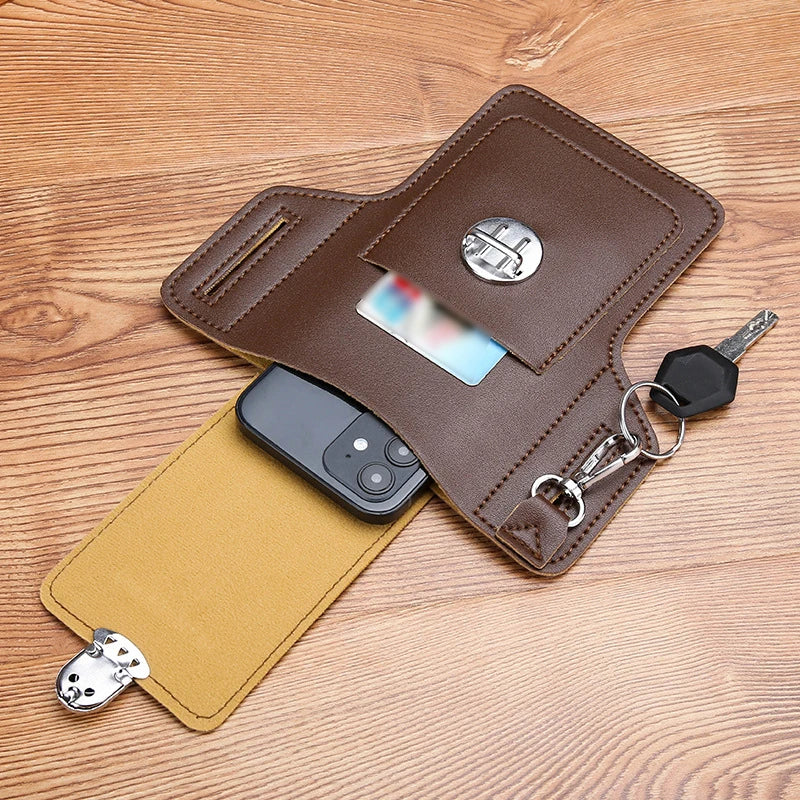 PU Leather Fanny Waist Bag Mobile Purse Outdoor Sports Belt Bum Pouch