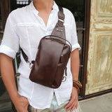 Men PU Leather Messenger Cross Shoulder Chest Pack Body Bag