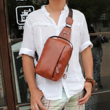 Men PU Leather Messenger Cross Shoulder Chest Pack Body Bag