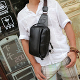 Men PU Leather Messenger Cross Shoulder Chest Pack Body Bag
