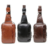Men PU Leather Messenger Cross Shoulder Chest Pack Body Bag