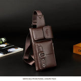 Men PU Leather Waist Bag Multi-pocket Shoulder Bag