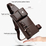 Men PU Leather Waist Bag Multi-pocket Shoulder Bag
