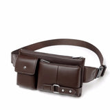 Men PU Leather Waist Bag Multi-pocket Shoulder Bag