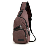 Men Shoulder Bag USB Charge Anti Theft Waterproof Travel Crossbody Bag