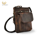 Men Leather Shoulder Satchel Bag Phone Pouch Hook Belt Waist Bag Pack