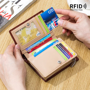 Men Wallets Coin Purse Zipper Card Holder High Male Purse Cow Leather Coin Holde