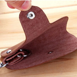 Men Women Leather Key Chain Pouch Bag Wallet Case