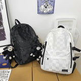 Plaid Student Backpack Male Female Book Bag Laptop College Boys Girls School Bag