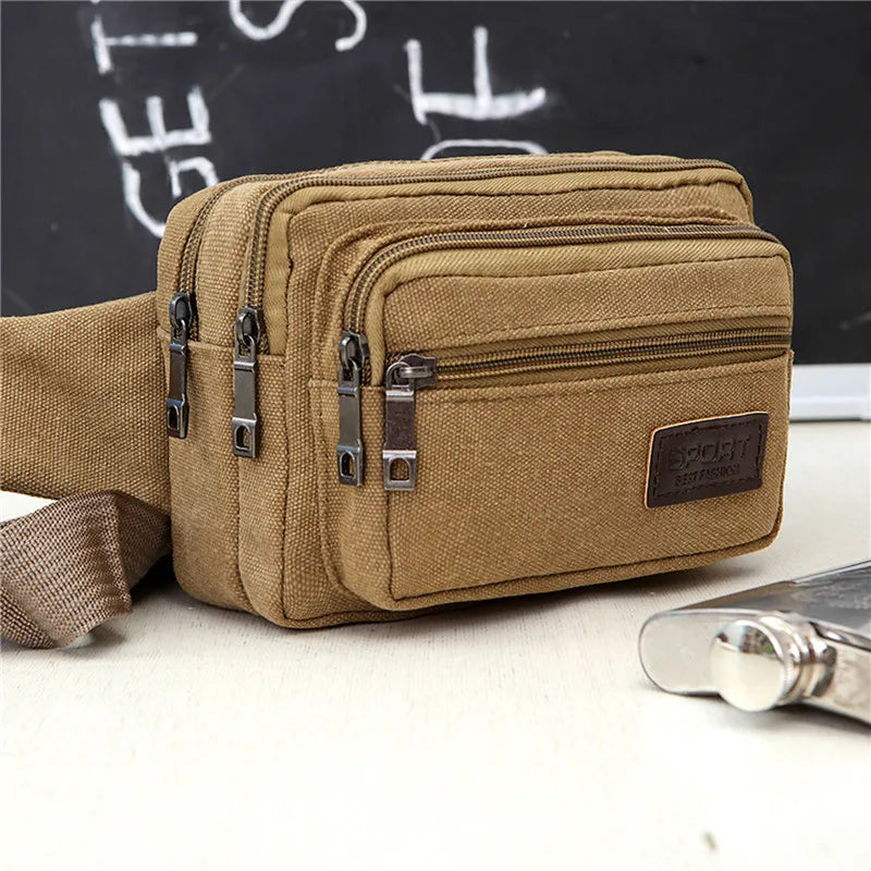 Men Women Waist Bag Casual Pack Purse Large Phone Belt Bag Pouch Canvas