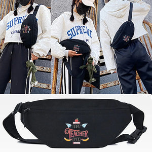 Pink Letters Print Waist Bag for Men and Women