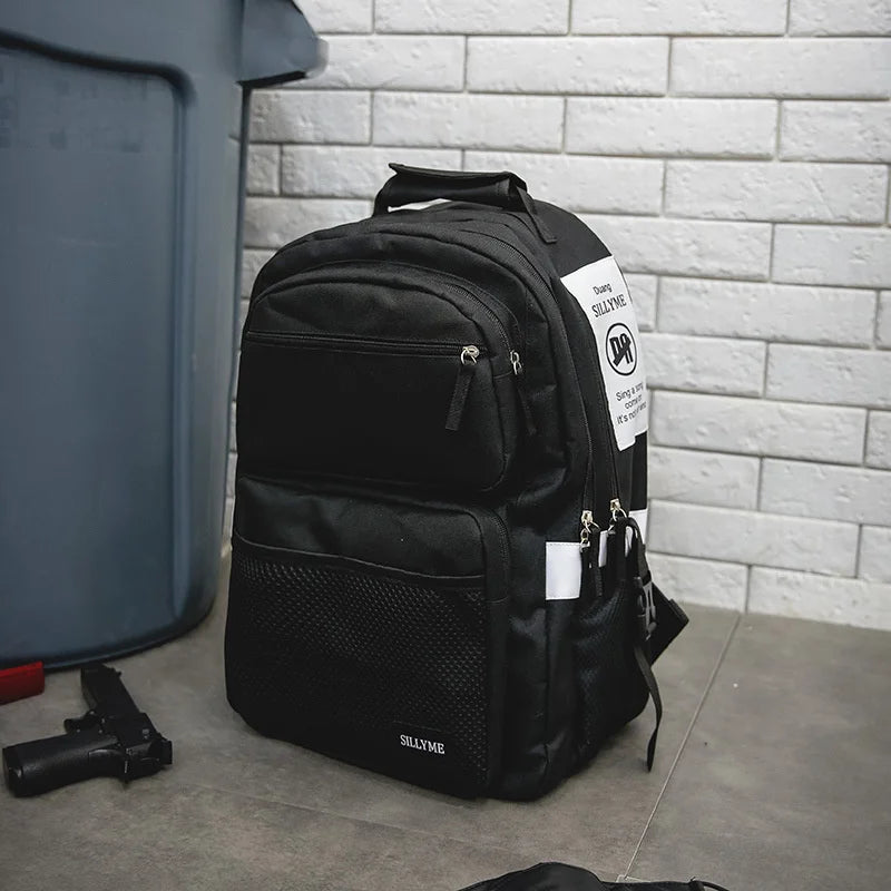 Men's Large Capacity School Backpack with Multiple Pockets