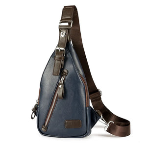 Men's Leather Crossbody Chest Pack Street Sling Bag