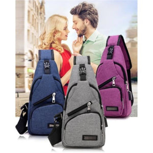 Men's Canvas Sling Pack Chest Shoulder Crossbody Bag Biker Satchel
