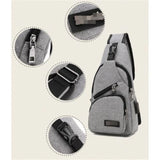 Men's Canvas Sling Pack Chest Shoulder Crossbody Bag Biker Satchel