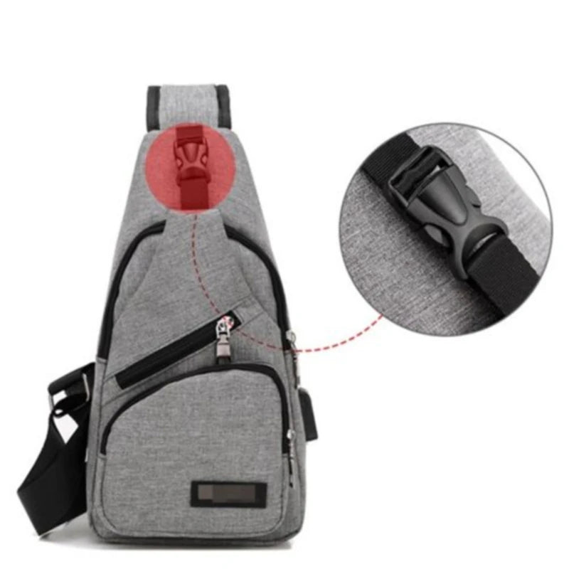Men's Canvas Sling Pack Chest Shoulder Crossbody Bag Biker Satchel