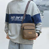 Men's Dirt Resistant Canvas Travel Bags Casual Large Capacity Zipper Messenger B