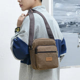 Men's Dirt Resistant Canvas Travel Bags Casual Large Capacity Zipper Messenger B