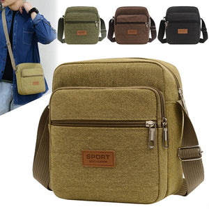 Men's Dirt Resistant Canvas Travel Bags Casual Large Capacity Zipper Messenger B