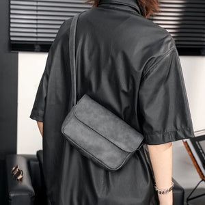 Men's Flap Crossbody Bag Small PU Leather Shoulder Handbag