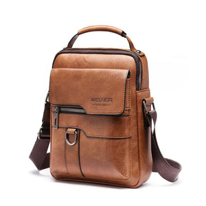 Men's Vintage PU Leather Shoulder Bag Stylish Casual Crossbody Messenger Bag