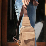 Men's Canvas Chest Sling Bag Cross Body Messenger Shoulder Bag