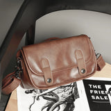 Men's Messenger Bag PU Leather Shoulder Handbag Flap Crossbody Small Purse