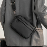 Men's Messenger Bags PU Leather Solid Crossbody Bag Small Male Shoulder Handbag